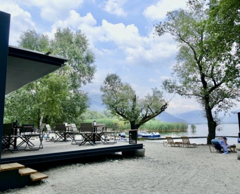private beach at Hotel Castello del Sole Ascona Ticino Switzerland